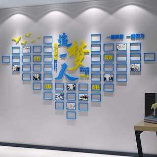 追梦人团队风采照片墙企业文化贴办公室装饰荣誉展示员工形象立体