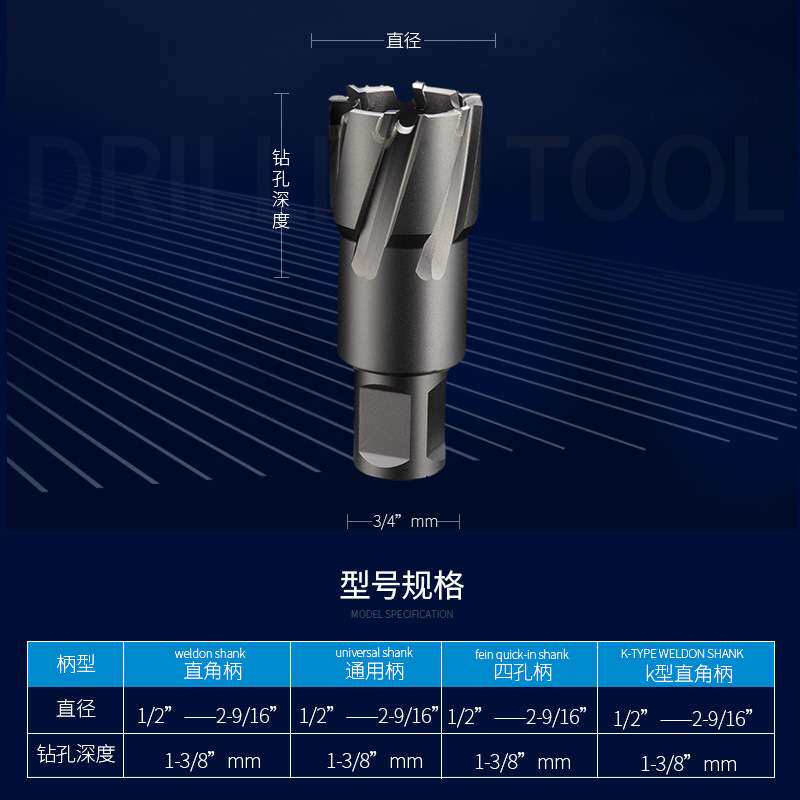 星剑英制35深锋利打孔开孔器钢结构磁力钻取芯钻硬质合金空心钻头