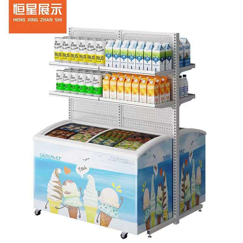 超市便利店雪糕柜货架冰柜冰箱上方展示架饮料置物架子小卖部冷饮