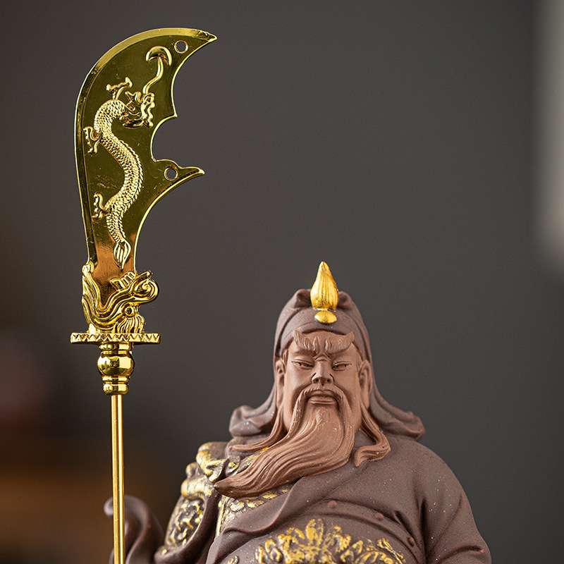 武财神关羽陶瓷历史人物茶宠摆件招财关公中式家居茶室博古架装饰