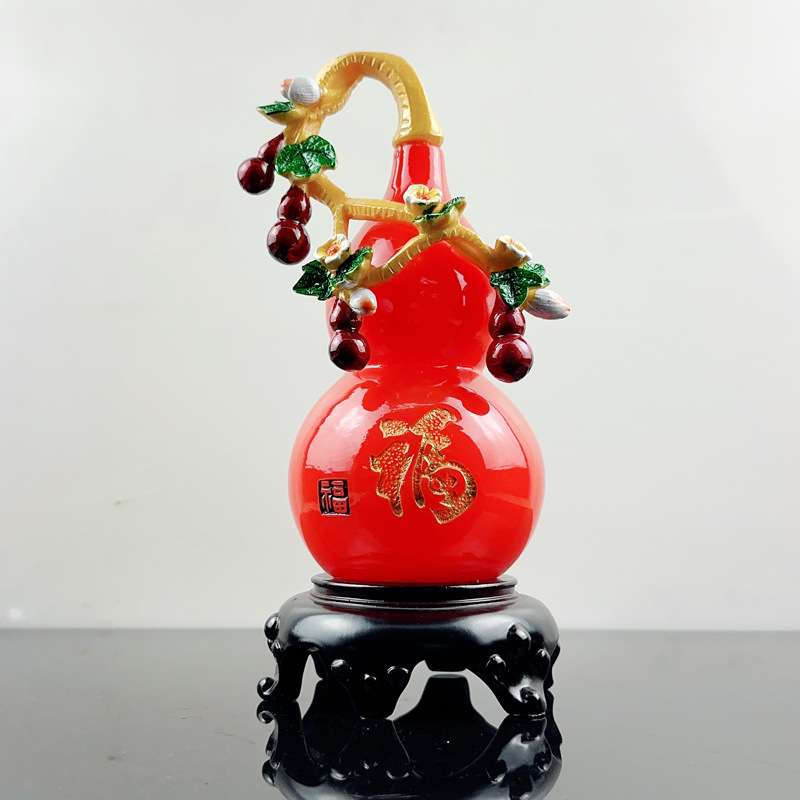 厂家直销树脂玛瑙色福气满满葫芦摆件创意客厅玄关电视柜摆件装饰