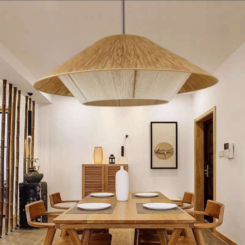 中式餐吊灯茶楼禅意竹麻绳灯田园客厅饭店阳台日式榻榻米灯具