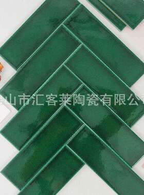 网红复古冰裂窑变红色长条手工砖60x200餐厅吧台卫生间瓷砖釉面砖