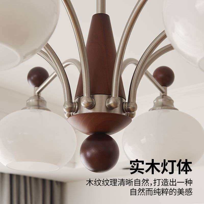 柿子吊灯美式复古胡桃木大厅灯具中古南洋风网红款创意艺术客厅灯