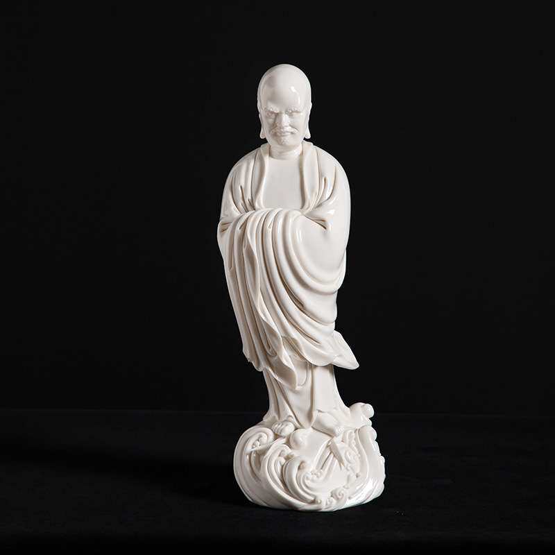德化陶瓷 一苇渡江 桌面摆件 客厅装饰玄关电视柜工艺品家居饰品