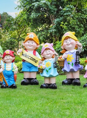 户外花园装饰读书小孩人物雕塑幼儿园玻璃钢娃娃T园林景观小品摆