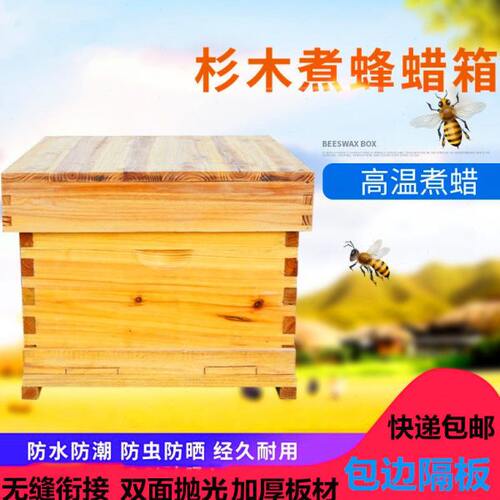 中蜂箱新手全套蜜蜂箱带框巢础标准十框型煮蜡标准杉木养蜂工具