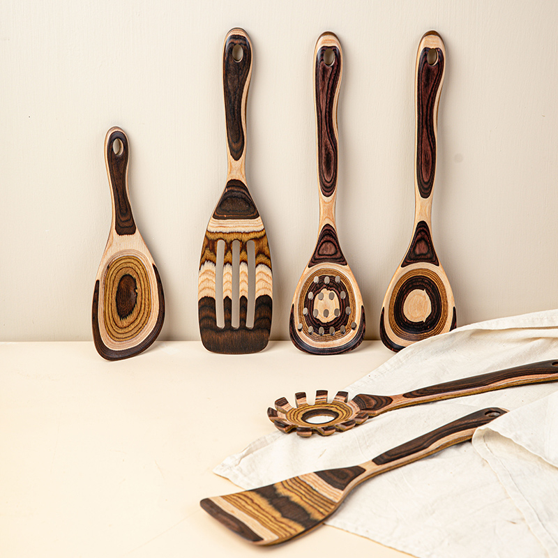 人间开花桦木锅铲不沾锅专用炒菜耐高温家用无漆勺子汤.勺饭匙汤