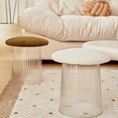 矮凳客厅家用小凳子儿童小板凳透明亚克力圆凳奶油风换鞋 凳沙发凳