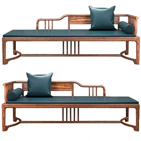 人白新中式木家具实木客厅沙发小户型蜡躺椅卧室贵妃椅美榻罗汉床