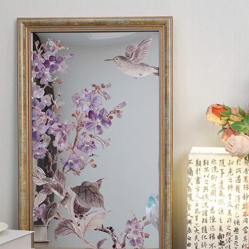入户花玄关镜子卧室中国风装饰画客厅镜子摆鸟餐厅中式挂画餐边柜