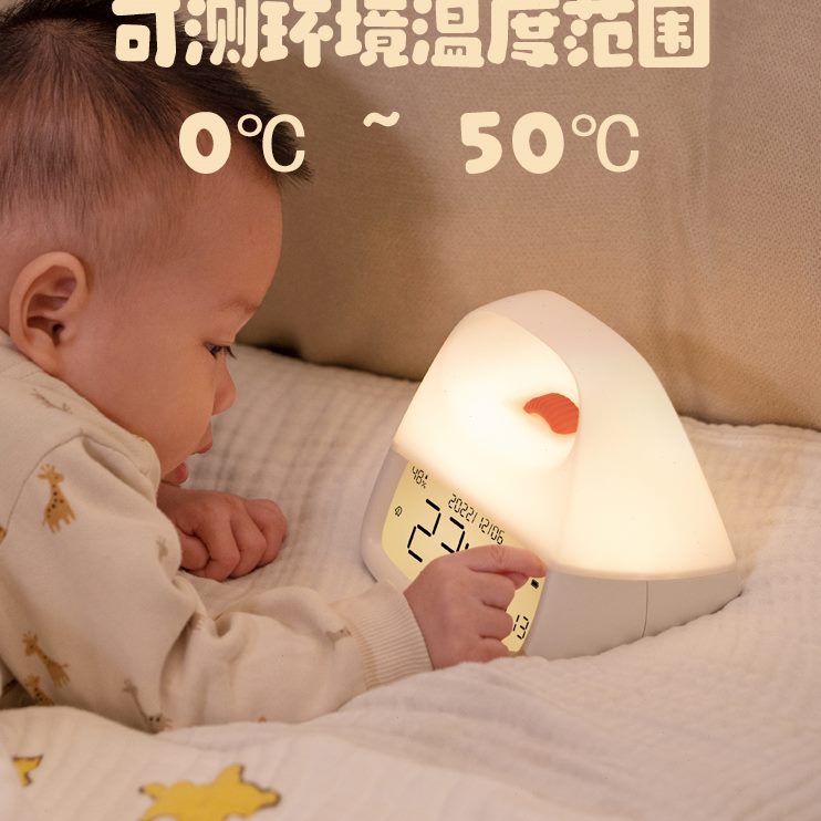 度时钟静音电子卧室床学生用夜灯闹钟无声头温度手提湿多功能一体
