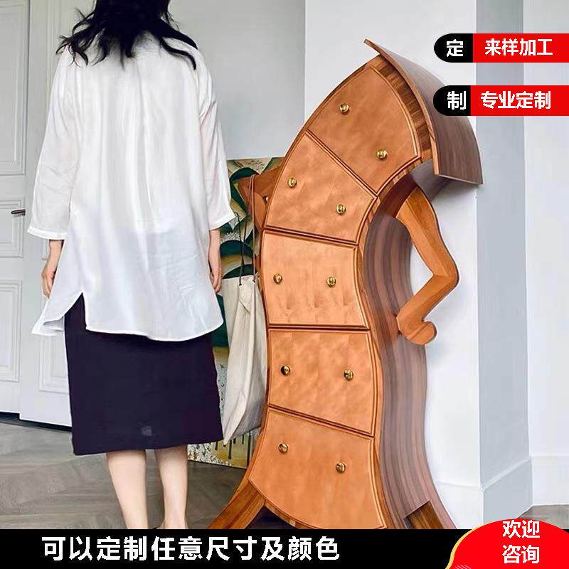 中古叉腰复古五斗柜异形装饰柜客厅创意个性储物柜卧室抽屉收纳柜