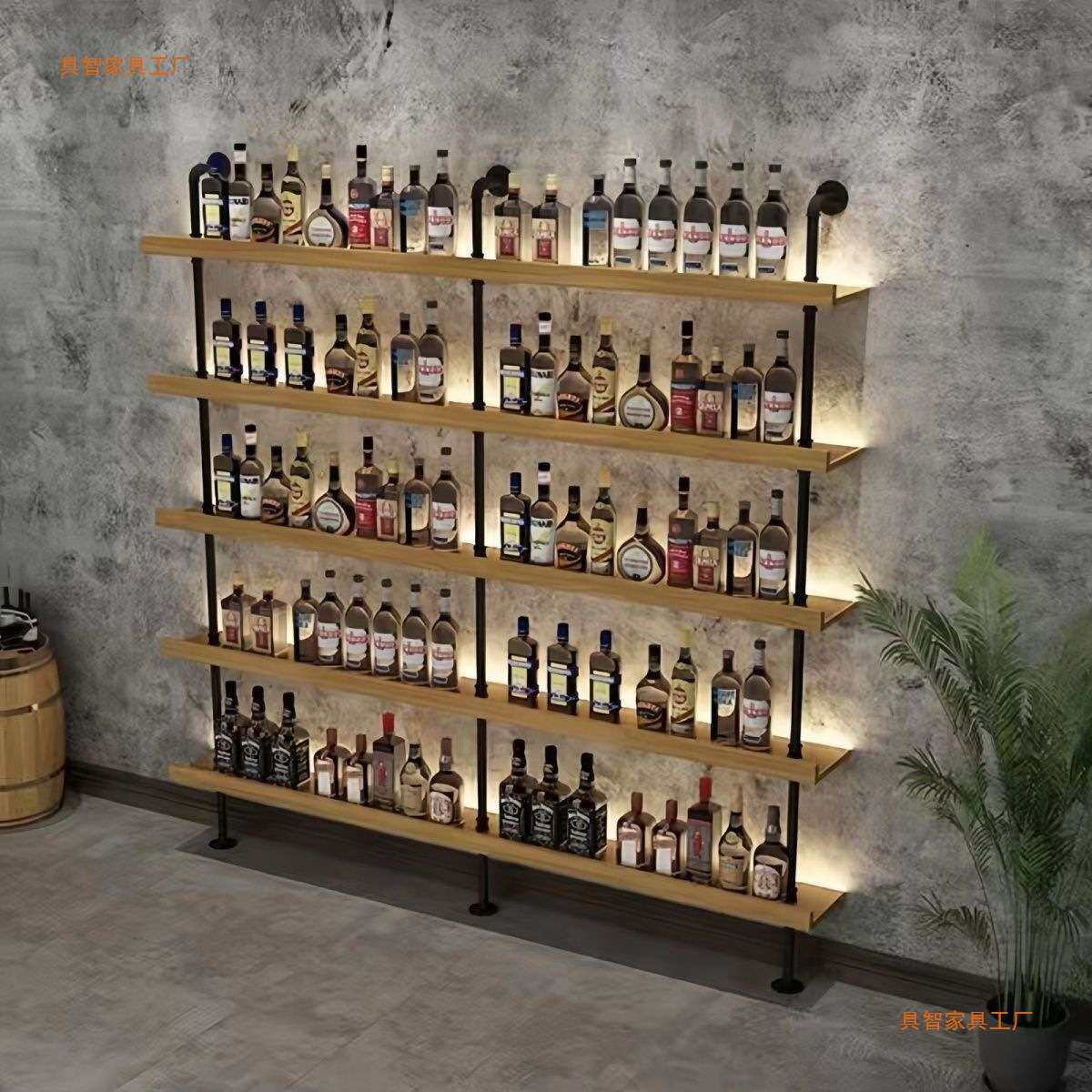 酒架落地式酒柜多功能置物架壁挂式酒吧红酒餐厅吧台全套酒水墙上