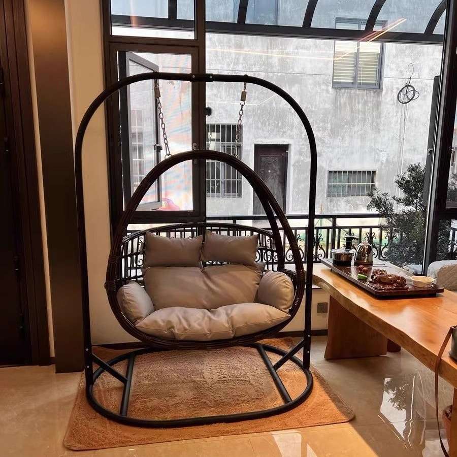 双杆懒人吊床吊兰家用阳台藤椅吊椅椅子室内秋千户外双人高端吊篮