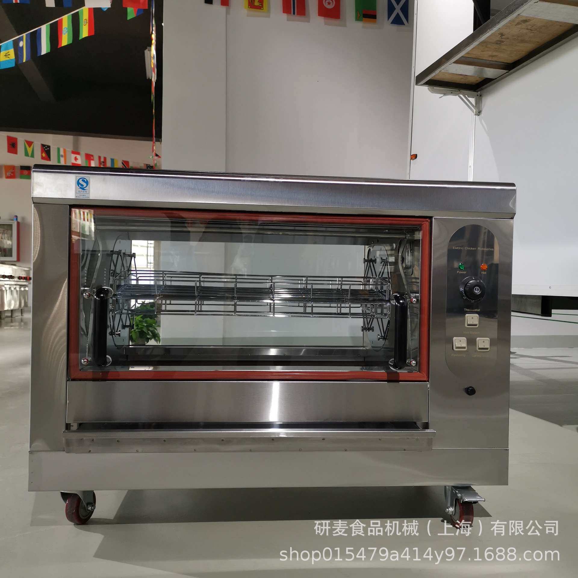 商场电热鸡架烤炉 220V烤鸡炉商用 卧式吊篮型旋转红薯烤炉