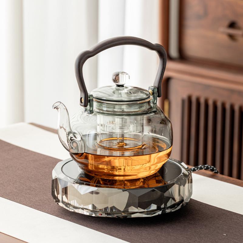 电陶炉家用蒸煮养生玻璃提梁茶壶套装高颜值轻奢水晶煮茶炉烧水炉