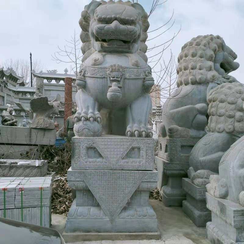 石雕狮子雕刻加工 石雕狮子汉白玉狮子一对门口看门青石头狮子