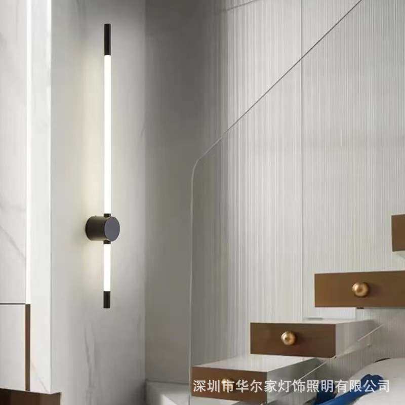 跨境北欧极简长条灯LED卧室床头灯奶白灯楼梯客厅背景格栅墙灯厂