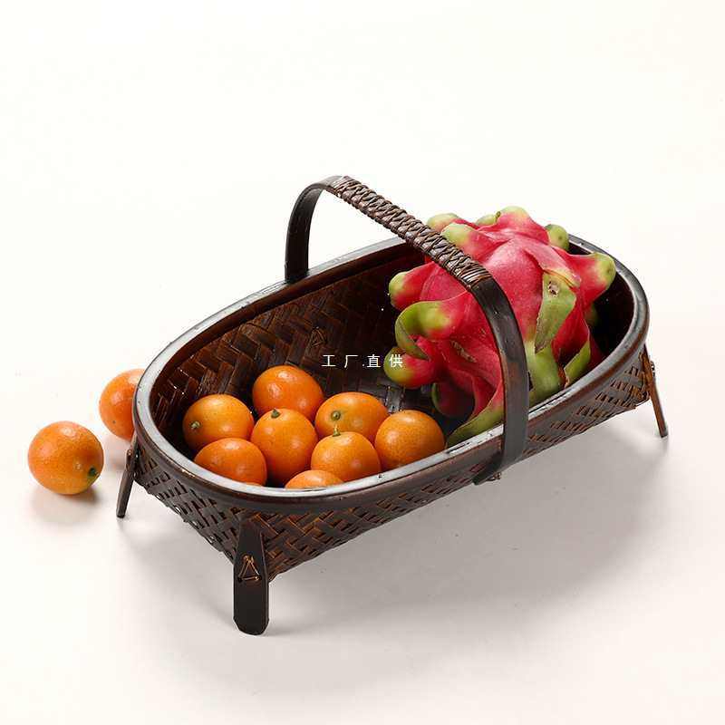 手工竹编收纳盒 复古带盖茶具收纳筐家用整理提篮 中式托盘水,鲜花速递/花卉仿真/绿植园艺,割草机/草坪机,淘宝优惠券,粉丝福利购,淘宝优惠卷