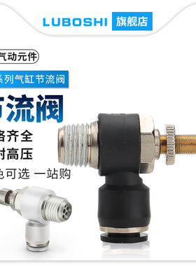 气缸调速接头黑SL8-02排气节流阀单向可调接头6-01-3气阀接头白色
