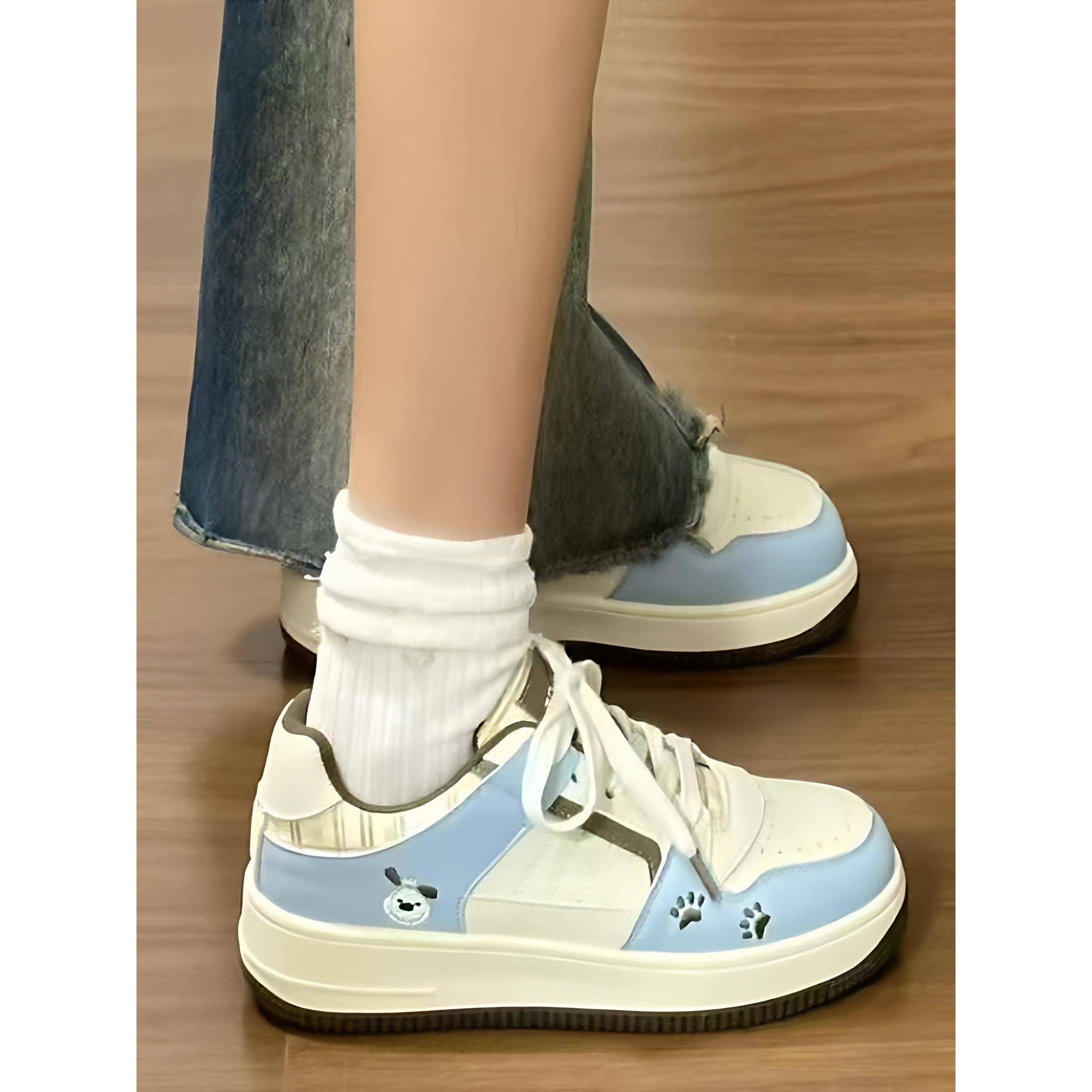 卡通狗爪韩系休闲小白鞋女2025新款秋季厚底板鞋子女鞋百搭面包鞋