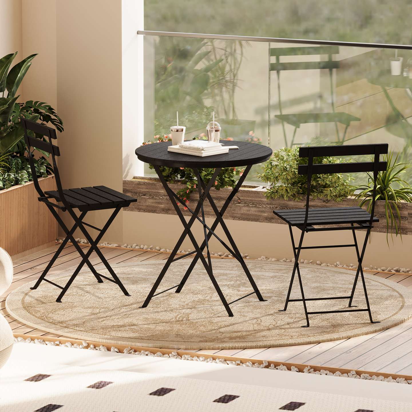 铁艺可折叠桌椅三件套户外网红小院花园阳台椅子奶茶店门口咖啡桌