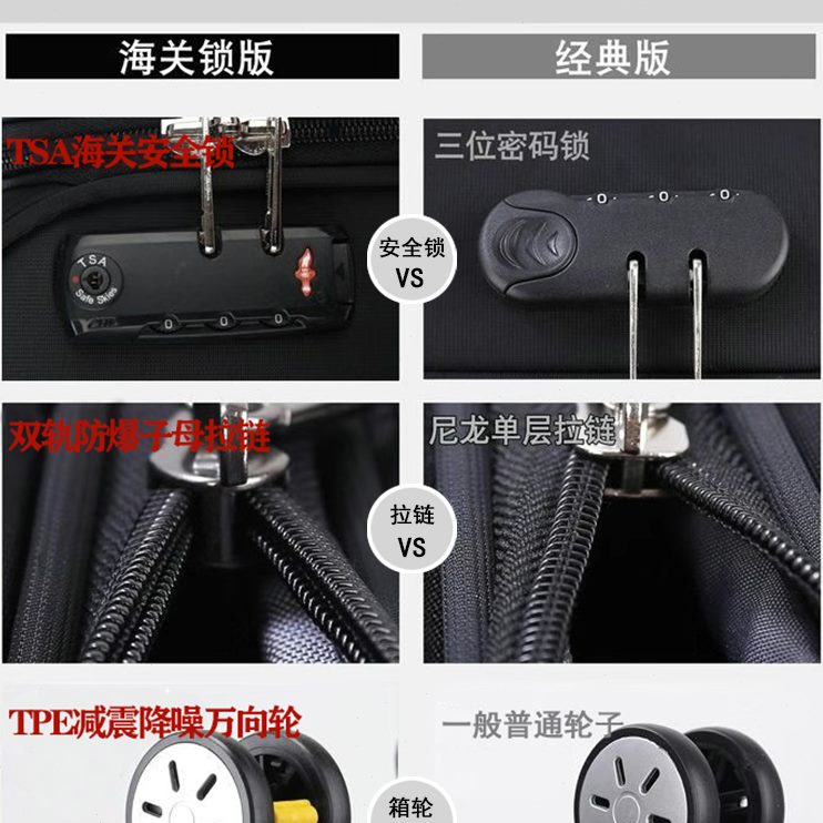 女加厚搬家出国万向轮拉杆登机箱皮箱男实结24寸用耐牛津布行李箱