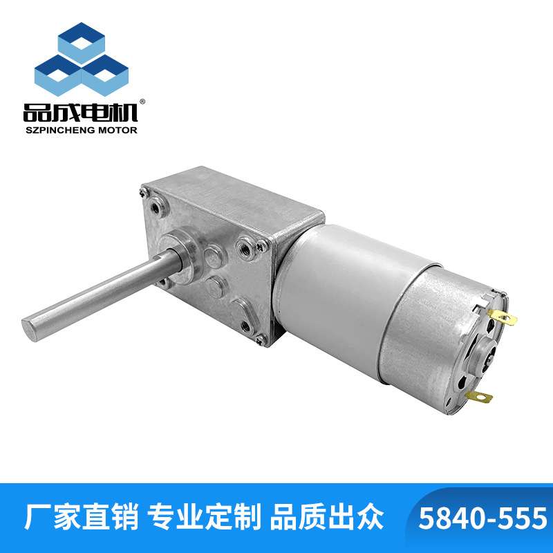 5840-555直流减速电机24V带自锁大扭力金属齿轮蜗轮蜗杆微型电机