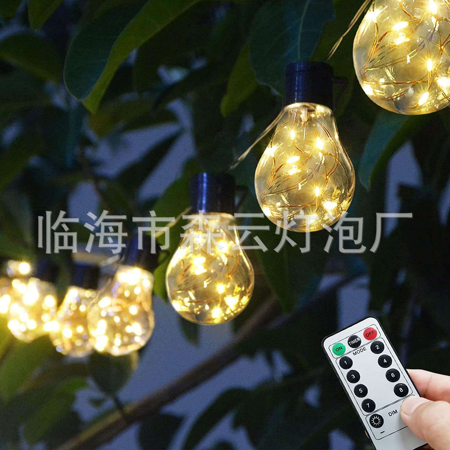 太阳能遥控灯泡复古工业风灯串户外庭院防水彩灯圣诞节日灯图片