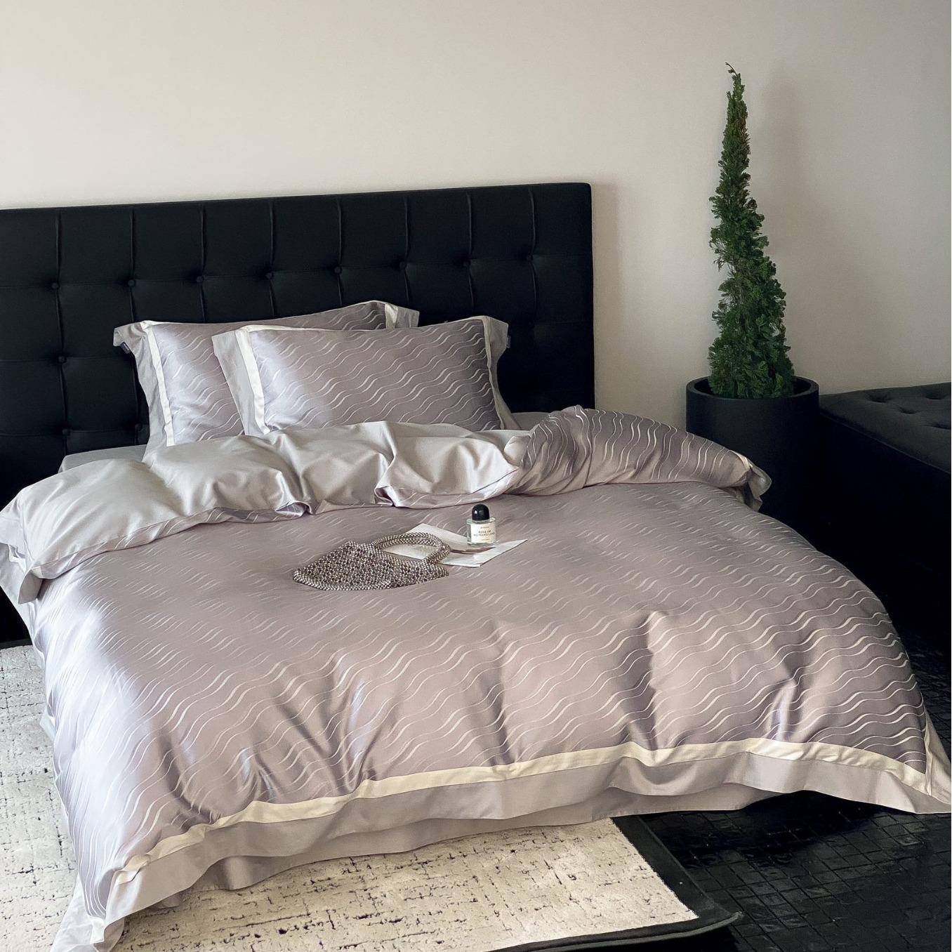 高端100S提花全棉四件套轻奢长绒棉被罩纯棉床单床品