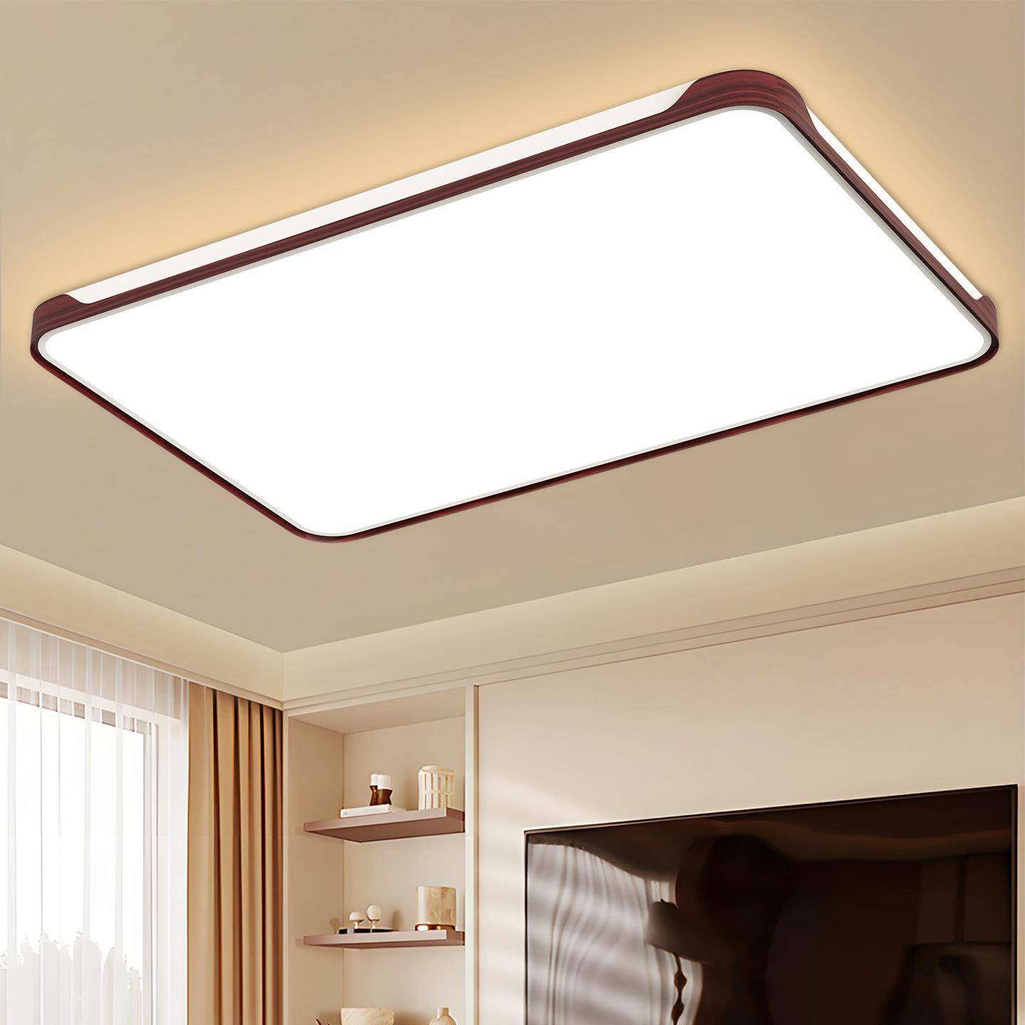 客厅吸顶灯超薄简约中古风胡桃色主卧室护眼中山灯具全屋组合703L