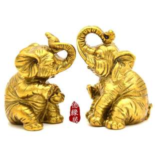 铜象小对象铜卷鼻铜大象小玉米象一对摆件象客厅装饰家居摆件