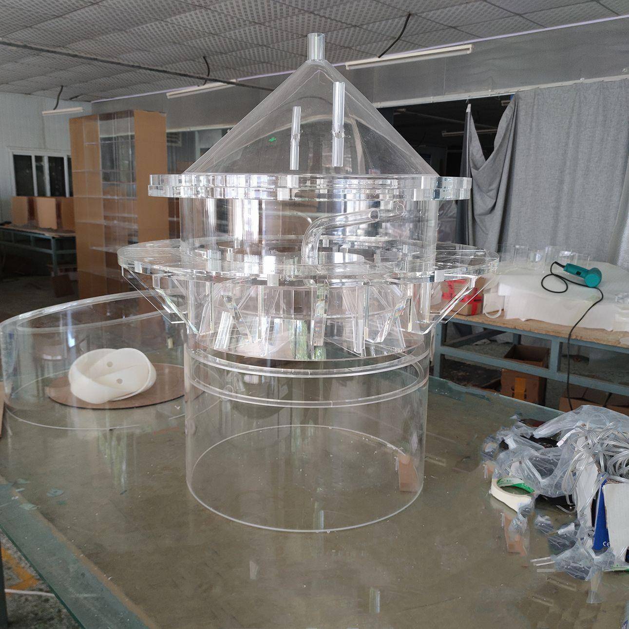 透明亚克力精密实验装置圆筒大型有机玻璃法兰试验仪器