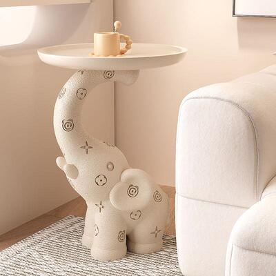 大象落地摆件奶油风客厅电视柜旁沙发边几卧室床头柜桌子托盘收纳