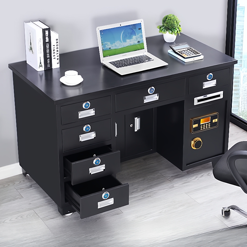 全钢加厚保险桌带抽屉办公桌家用一体投币密码保险柜收银财务指纹