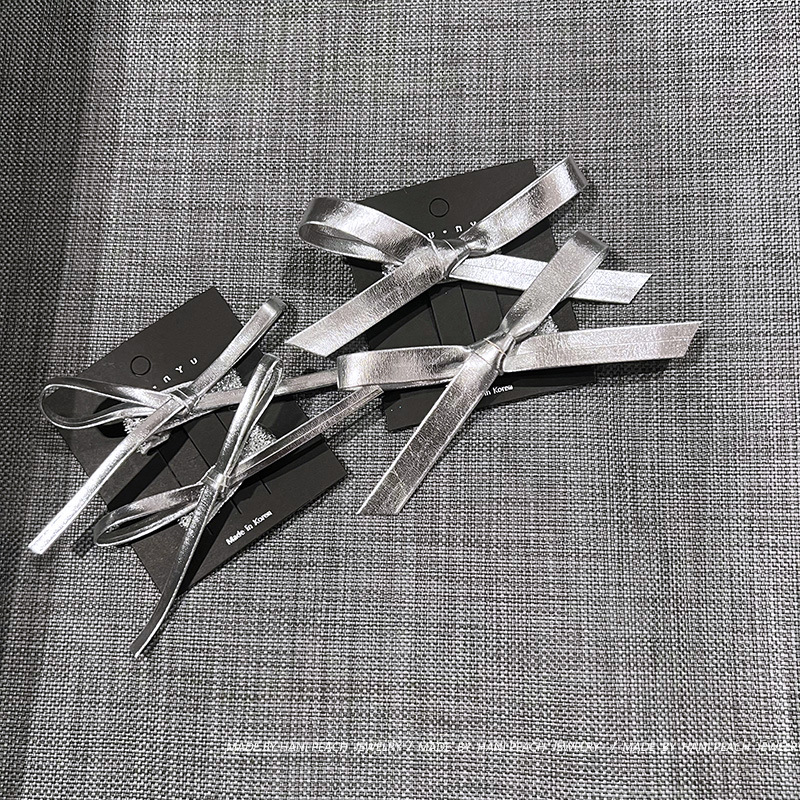 小众皮质亮面蝴蝶结发夹Y2K甜酷鸭嘴夹碎发刘海侧边夹发夹女