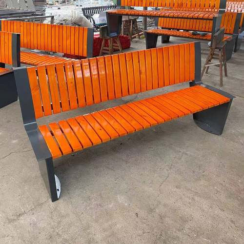 户外公园椅防腐木长条凳子室外休闲座椅广场小区铁艺实木靠背椅子