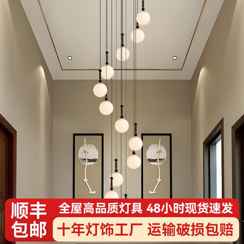 中古法式复古吊灯客厅轻奢实木氛围感复式别墅楼中楼挑空餐厅吊灯