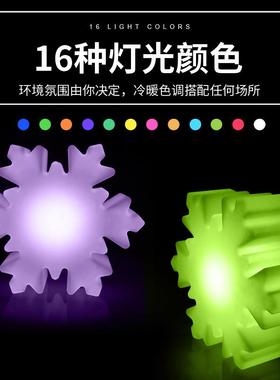 创意LED雪花灯七彩遥控户外商场活动美陈装饰灯充电发光雪花