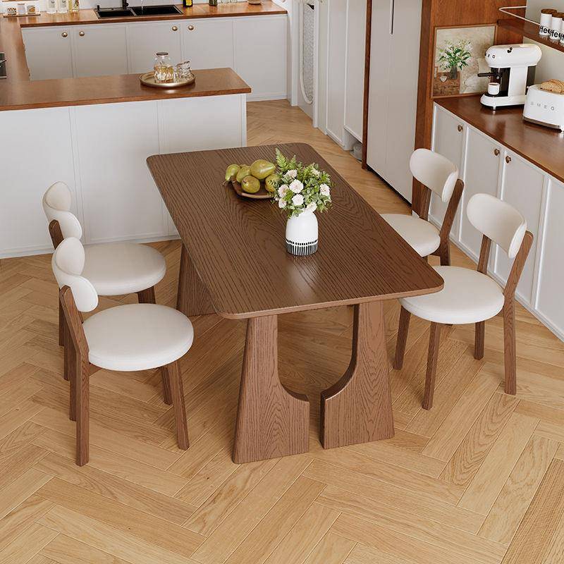 法式中古风实木餐桌椅子家用客厅小户型白蜡木复古长方形吃饭桌子