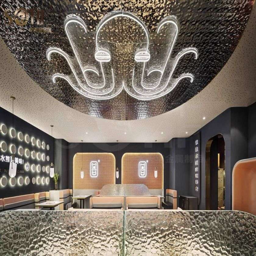 水波纹板镜面银色仿不锈钢吊顶背景自粘波浪金属膜装饰饰面婚庆