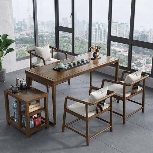 新中式实木茶桌现代简约家用小户型原木茶台客厅阳台泡茶桌椅组合