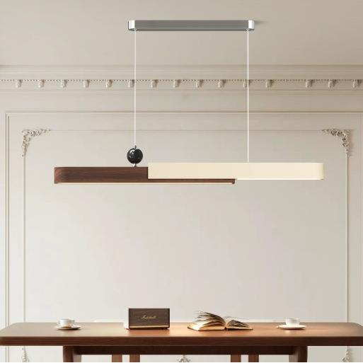 法式奶油风餐厅吊灯中古餐桌吧台灯全光谱护眼创意极简一字长条灯