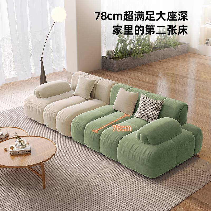 桐语特现代简约客厅猫抓布艺沙发小户型猫爪布三人位拼色意式沙发