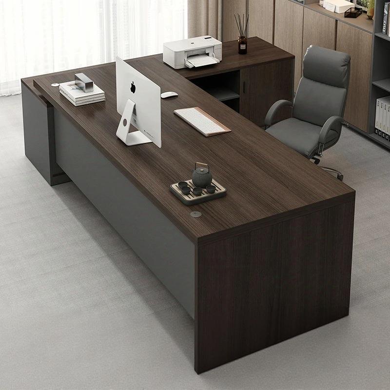 电脑桌老板桌办公室领导工作台总裁经理桌单人转角简约现代办公桌