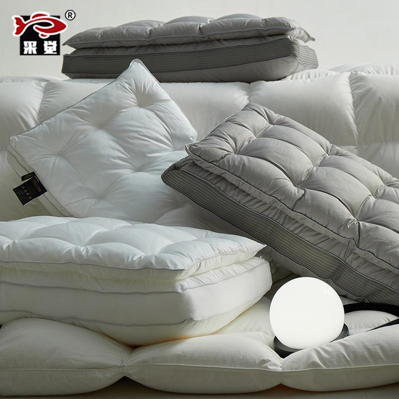 高端立体绣花羽丝绒贡缎枕头护颈椎枕头名宿酒店宾馆婚庆成人枕芯