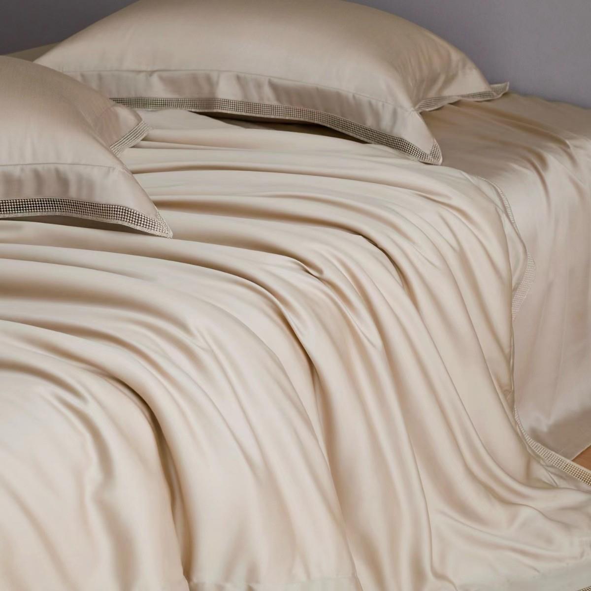 春夏100支超细旦天丝四件套 轻奢进口莱赛尔纯色丝滑裸睡被套床品