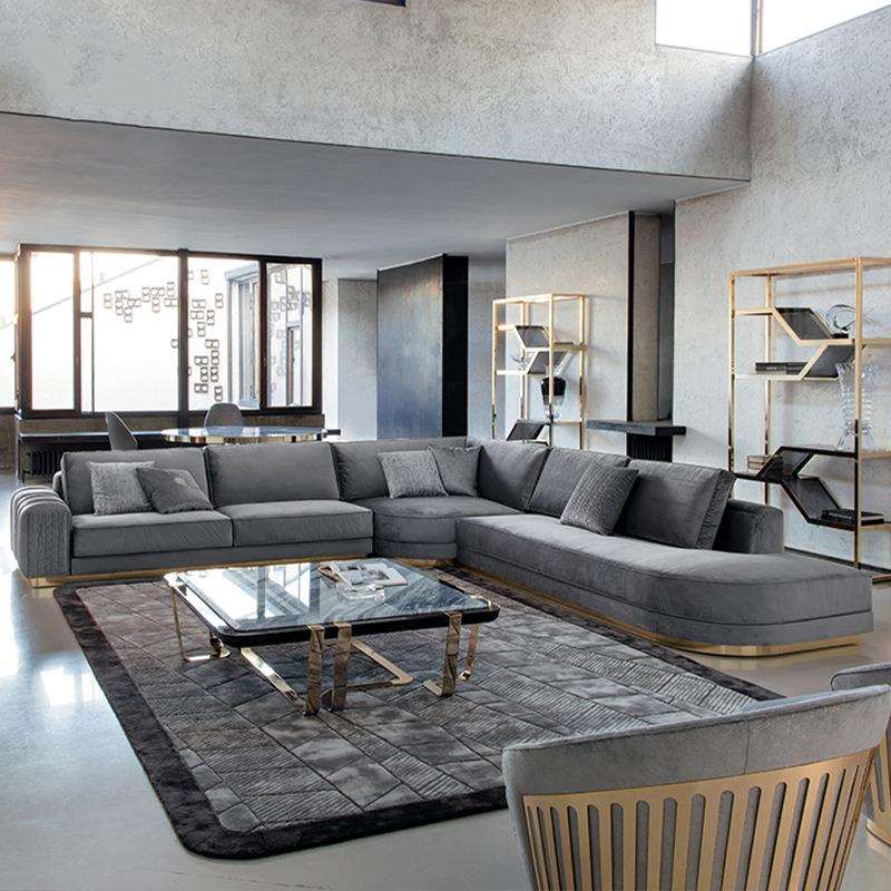 大师设计创意轻奢棉麻布客厅布艺沙发意式极简大中户型转角科技布