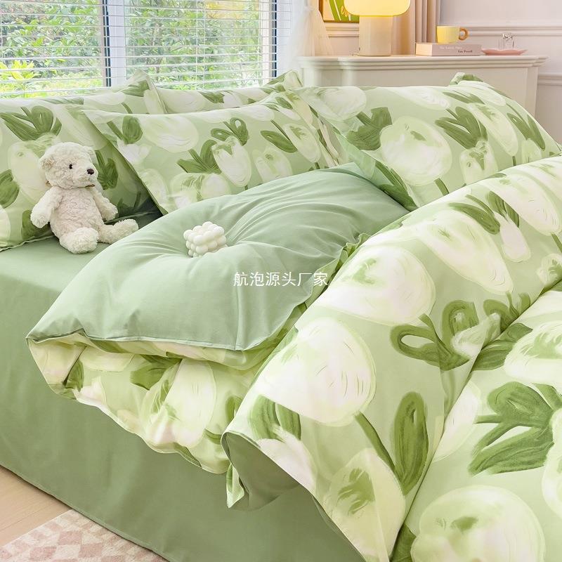 水洗双层纱被套单件夏季磨毛宿舍床单被罩被单三四件套
